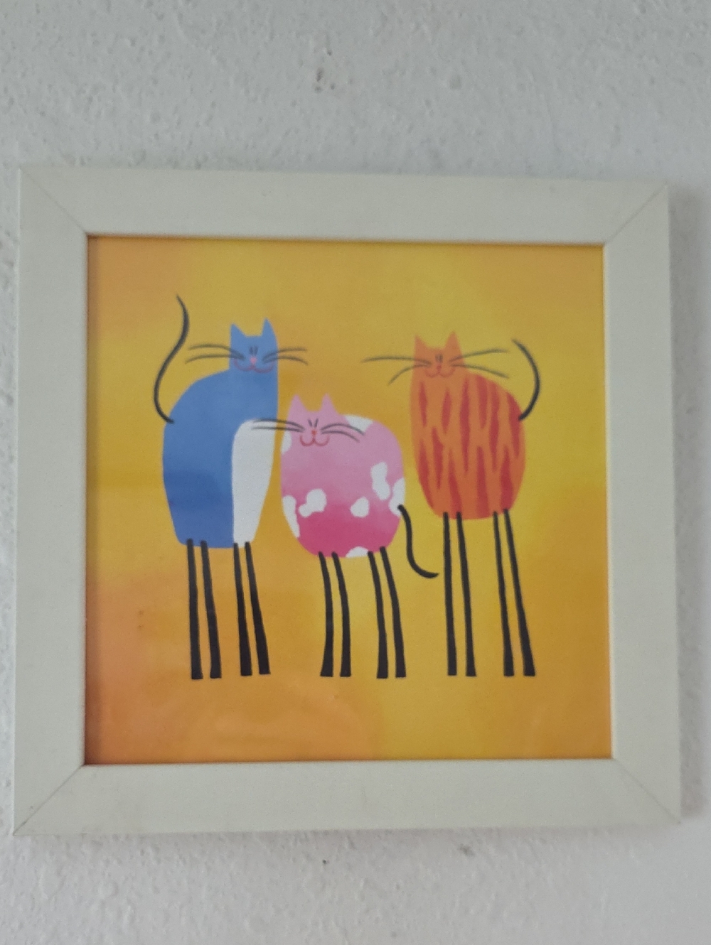Unknown Brand Colorful Cat Wall Art Print - Yellow, Blue & Pink